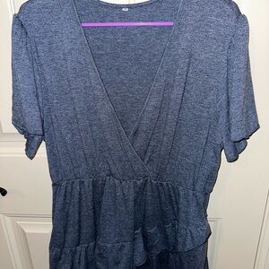 Chic Blue V-Neck Dress